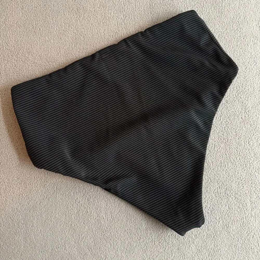 FAYT‎ The Label Swim Bikini Bottoms 10 (6 US) Black Mid High Waist